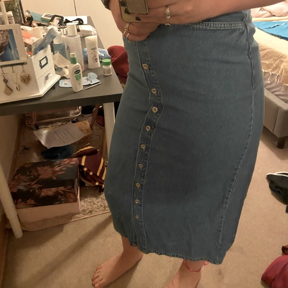 Vintage Button Up Denim Maxi Skirt - Picture 8 of 12